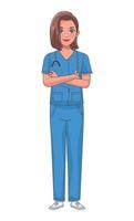 personaggio in piedi infermiera vettore