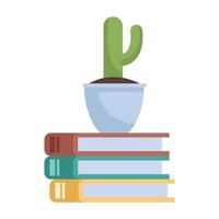 libri di testo con pianta d'appartamento di cactus vettore