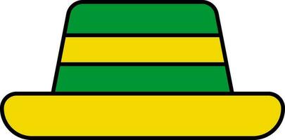 fedora cappello icona nel verde e giallo colore. vettore