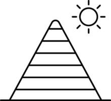 piramide sole icona nel nero schema. vettore
