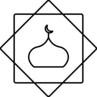 moschea cupola simbolo strofinare EL hizb nero linea arte icona. vettore