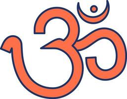 hindi calligrafia om lettera icona nel arancia colore. vettore