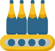 bottiglie su trasportatore cintura icona nel blu e giallo colore. vettore