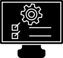 icona di ambientazione simbolo su computer schermo nel nero e bianca colore. vettore
