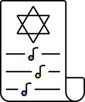 scorrere ebraico canzone foglio lineare icona. vettore