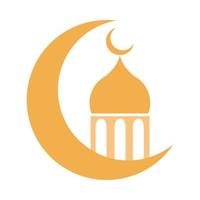 mezza luna moschea tempio ramadan arabo celebrazione islamica tono icona colore vettore