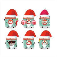 Santa Claus emoticon con 25 dicembre calendario cartone animato personaggio vettore