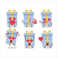 blu Natale regalo cartone animato personaggio con amore carino emoticon vettore