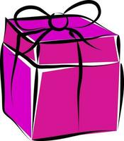 3d icona di rosa regalo scatola con nero nastro. vettore