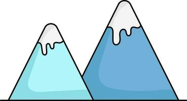 neve o ghiaccio montagne icona nel blu e bianca colore. vettore