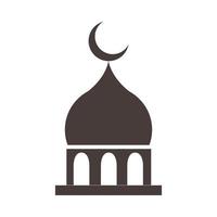 moschea luna tempio ramadan arabo islamico celebrazione silhouette icona di stile vettore