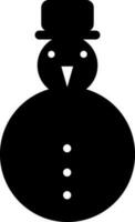 nero e bianca pupazzo di neve indossare cappello. vettore