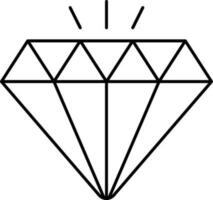 diamante pietra icona nel nero linea arte. vettore
