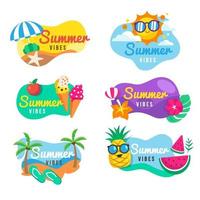 collezione di badge summer vibes vettore