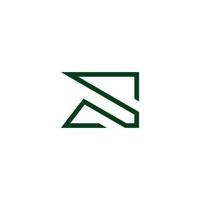 lettera S triangolo verde montagna linea logo vettore
