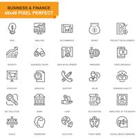 Set semplice Icone di linea di affari e finanza per applicazioni Web e mobili vettore