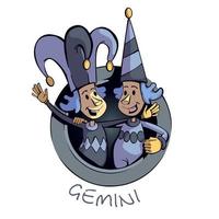 Gemini segno zodiacale persone flat cartoon illustrazione vettoriale