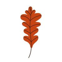 foglia di quercia arancione isolato su uno sfondo bianco. foglia di quercia caduta. illustrazione vettoriale piatta. foglie d'autunno