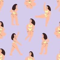 modello senza cuciture di ragazze bodypositive. una modella sinuosa mostra il suo corpo. illustrazione vettoriale