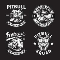 collezione di logo e stemma del cane pit bull terrier vettore
