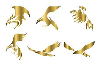 set di sei line art logo vettoriale oro di aquila può essere utilizzato come logo o elementi decorativi