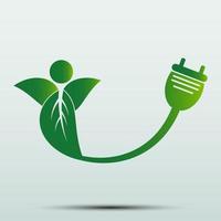 spina di alimentazione verde ecologia emblema o logo vettore