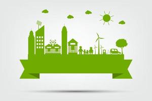 concetto di città ecologica e ambiente con idee eco-compatibili vettore