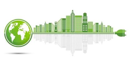 ecologia città verdi aiutano il mondo con idee concettuali eco-compatibili vettore