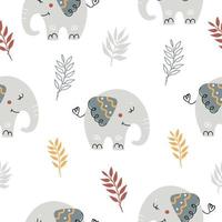 seamless pattern bambino con elefanti carini vettore