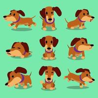 personaggio dei cartoni animati bassotto cane pose vettore