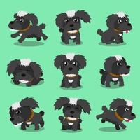personaggio dei cartoni animati pose cane maltese nero vettore