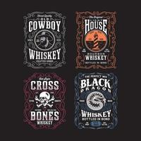 collezione di magliette grafiche vintage whisky label vettore