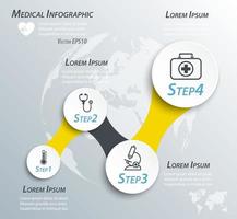 infografica timeline medica e icona della linea vettore