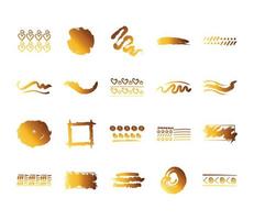 pacchetto di design creativo con icone di tratti di pennello vettore