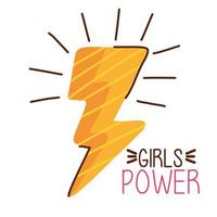 lettering girl power con raggio di tuono vettore