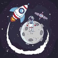 astronauta luna spaziale vettore