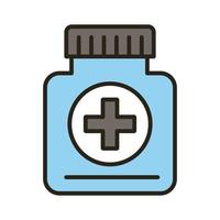 bottiglia di linea di farmaci farmaci e icona di stile di riempimento vettore