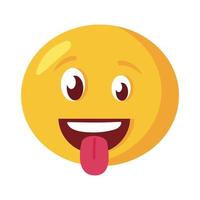 faccia pazza emoji con la lingua fuori icona di stile piatto vettore