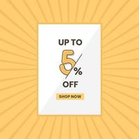 fino al 5% di sconto offerta di vendita banner di vendita promozionale offerta di sconto fino al 5% vettore