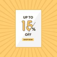 fino al 15% di sconto offerta di vendita banner di vendita promozionale fino a 15 offerta di sconto vettore