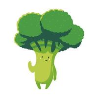 carino broccoli cartone animato vegetale icona dettagliata stile isolato vettore