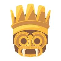 ornamento maschera azteca dorata in stile vettore