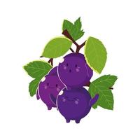 frutti kawaii faccia divertente felicità carino uva cartone animato vettore