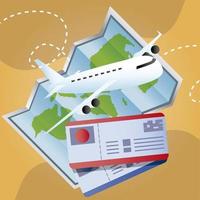 viaggi aerei biglietti aerei e mappa del mondo vacanze turismo vettore