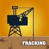 torre di fracking con cabina e trivella petrolifera sotterranea vettore