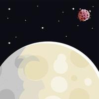 spazio notte luna stelle e asteroidi sfondo scuro vettore