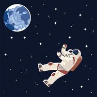 astronauta personaggio dei cartoni animati di esplorazione dello spazio vettore