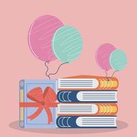 libri celebrazione palloncini vettore