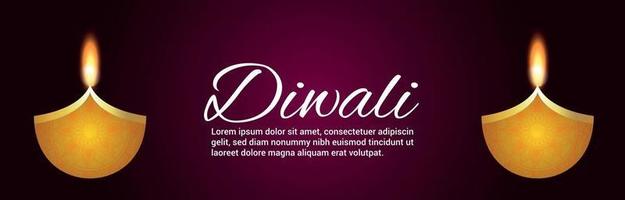 diwali celebrazione realistica banner con vettore diya e lanterna