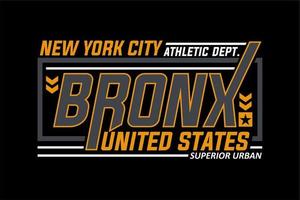 design della maglietta di tipografia bronx atletica vettore